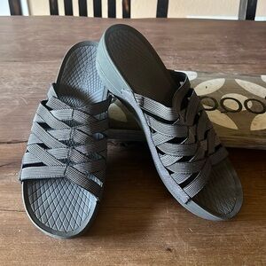 Gray Slip-on Wedge Sandals
